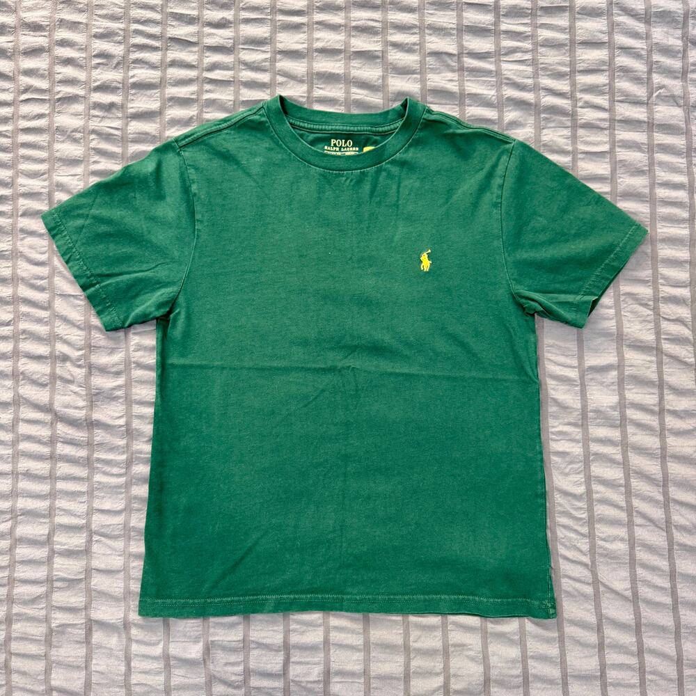 Polo Ralph Lauren Classic Fit Crewneck T-Shirt Green Yellow Pony Youth M (10-12)